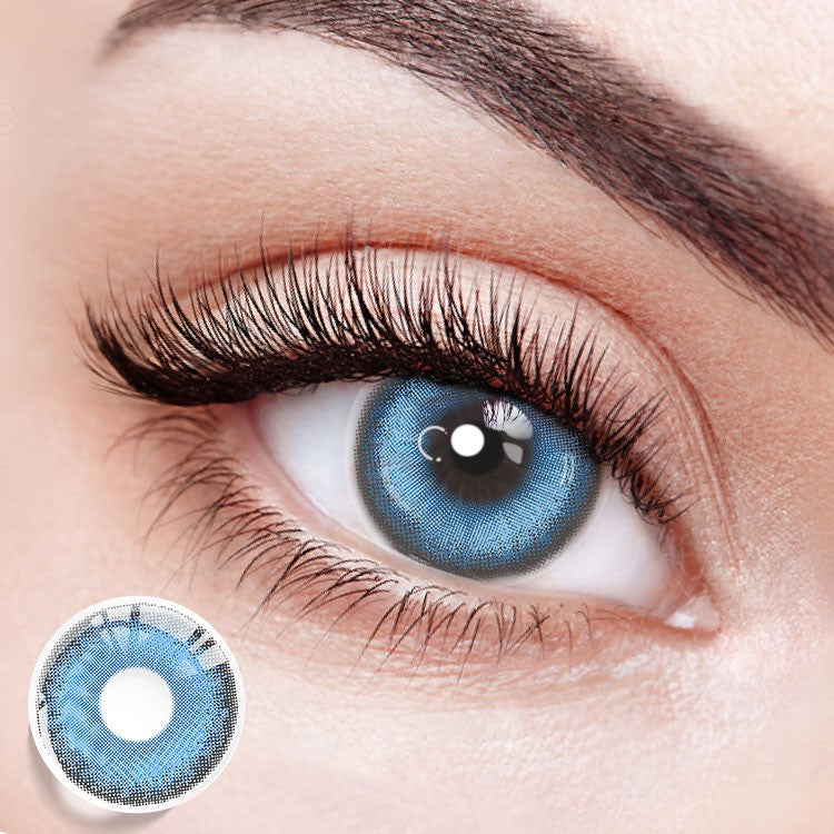 Effect Display of Wearing HaloPop Blue Contact Lenses